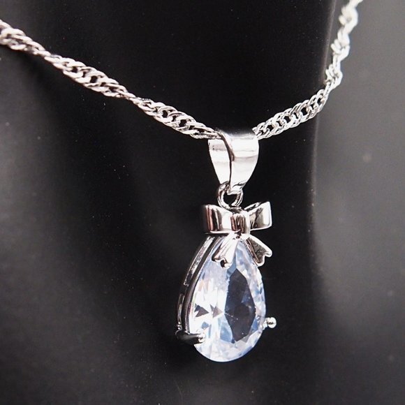 ⭐Bundle Sale⭐ 4Pc. Waterdrop Diamond Earrings and Necklace Set Sterling Silver - Picture 4 of 7